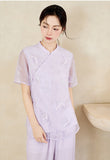Leandra 2-Piece Purple Embroidered Cheongsam Top