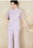 Leandra 2-Piece Purple Embroidered Cheongsam Top