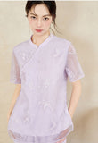 Leandra 2-Piece Purple Embroidered Cheongsam Top