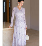 Nerissa Purple Smoke Floral Cheongsam Dress