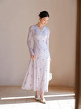 Nerissa Purple Smoke Floral Cheongsam Dress