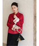 Wren Red Satin Jacquard Cheongsam Coat