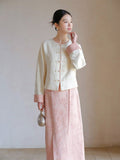 Daniella Crabapple Textured Cheongsam Top