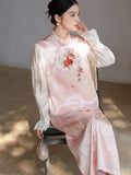 Liora Light Pink Embossed Floral Cheongsam Vest