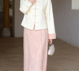 Daniella Crabapple Textured Cheongsam Top