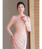Allegro Yanshu Pink Slim-Fit Cheongsam Dress