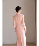 Allegro Yanshu Pink Slim-Fit Cheongsam Dress