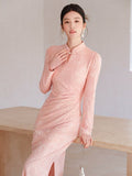 Allegro Yanshu Pink Slim-Fit Cheongsam Dress