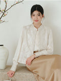 Kristina Crabapple Brown Embroidered Cheongsam Top