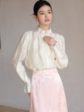 Cassandra Crabapple Brown Jacquard Cheongsam Top