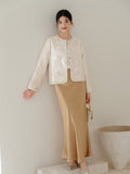 Crown Apricot Yellow Embroidered Cheongsam Coat