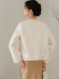 Crown Apricot Yellow Embroidered Cheongsam Coat
