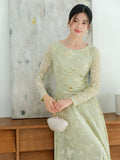 Yasira Willow Embroidered Long Cheongsam Dress