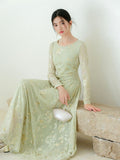 Yasira Willow Embroidered Long Cheongsam Dress