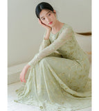 Yasira Willow Embroidered Long Cheongsam Dress