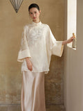 Oriana Cloud Apricot Relaxed Fit Cheongsam Top