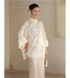 Oriana Cloud Apricot Relaxed Fit Cheongsam Top