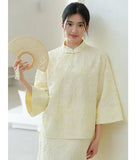 Hollyhock 2-Piece Almond Yellow Cheongsam Top