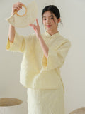 Hollyhock 2-Piece Almond Yellow Cheongsam Top