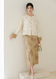 Sovereign Crabapple Brown Jacquard Cheongsam Top