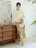 Sovereign Crabapple Brown Jacquard Cheongsam Top