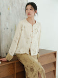 Sovereign Crabapple Brown Jacquard Cheongsam Top