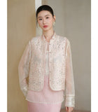 Lilac Light Mist Pink Beaded Cheongsam Vest