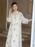 Isabella Taro Purple Embroidered Cheongsam Dress