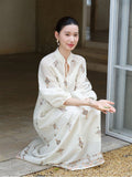 Isabella Taro Purple Embroidered Cheongsam Dress