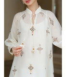 Isabella Taro Purple Embroidered Cheongsam Dress