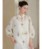 Isabella Taro Purple Embroidered Cheongsam Dress