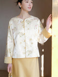 Sara Crabapple White Embroidered Cheongsam Top