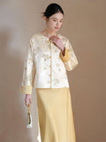 Sara Crabapple White Embroidered Cheongsam Top