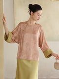 Palace Peach Gold Satin Cheongsam Top