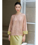 Palace Peach Gold Satin Cheongsam Top