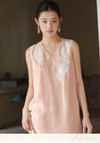 Lady Lotus Pink Lace Embroidered Cheongsam