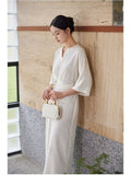 Sura Cheongsam Dress White Polyester