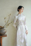Sunbeam Jacquard Smoke Purple Cheongsam Dress