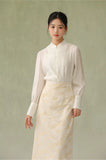 Velvet Cloud White Lightweight Cheongsam Top