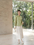 Moonstone Jacquard Spring Green Cheongsam Top