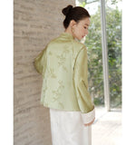 Moonstone Jacquard Spring Green Cheongsam Top
