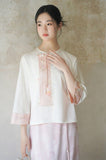 Katarina Cloud White Loose Cheongsam Top