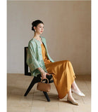 Paramount Light Smoke Blue Silk Cheongsam Coat