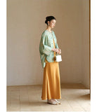 Paramount Light Smoke Blue Silk Cheongsam Coat