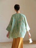 Paramount Light Smoke Blue Silk Cheongsam Coat