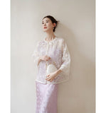 Twilight Light Taro Purple Relaxed Fit Cheongsam Top