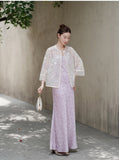 Twilight Light Taro Purple Relaxed Fit Cheongsam Top