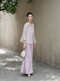 Twilight Light Taro Purple Relaxed Fit Cheongsam Top