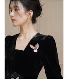 Ruby Velvet Deep Black Cheongsam Dress