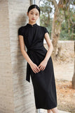 Melody Black Slim-Fit Cheongsam Dress